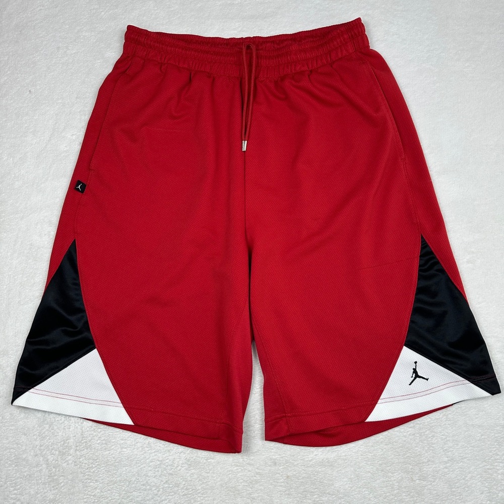 Jordan Mens Basketball Shorts Red Black White Mesh Jumpman Size Large 569